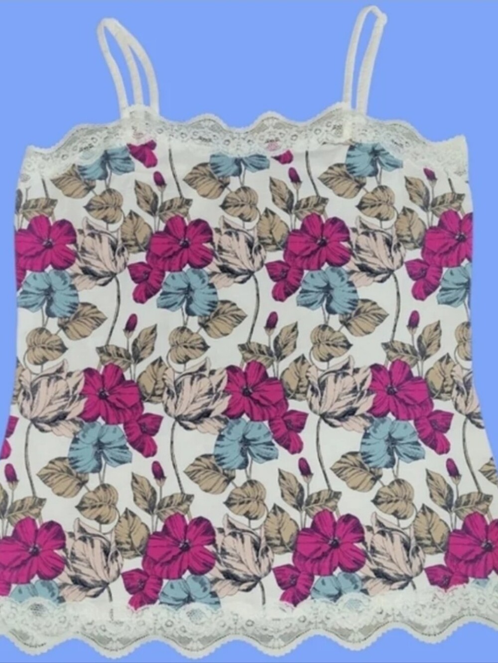 Ann Taylor Lace Trim Camisole, Cami, Large, Floral, Like New